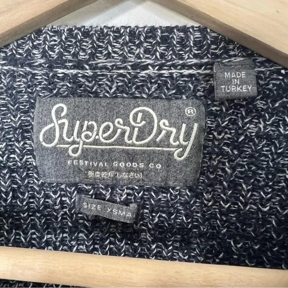 Superdry Fesitval Goods CO. Blue Marled Crewneck Sweater Size XS